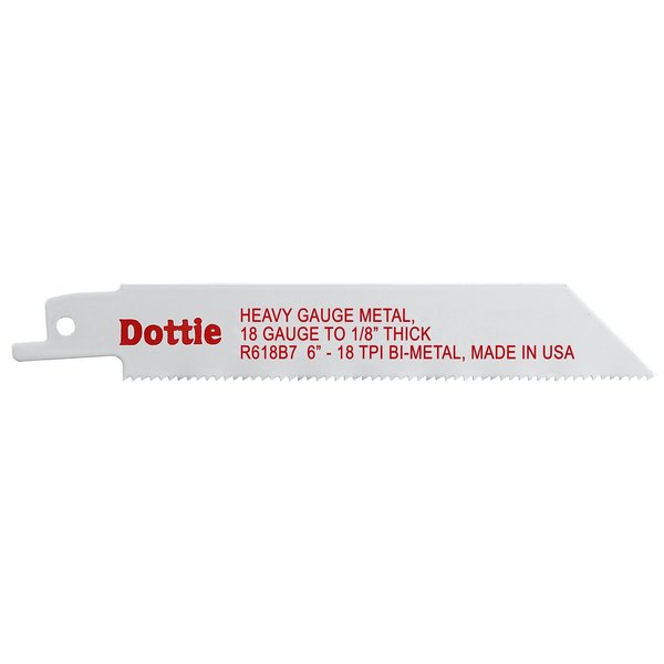 L.H. Dottie 6" L x Heavy Gauge Metal, 18 Gauge to 1/8" Thickness Cutting Reciprocating Saw Blade R618B7